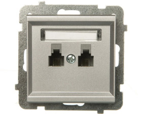 SONATA Gniazdo telefoniczne podwójne RJ11 równoległe srebro mat GPT-2RR/m/38