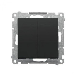 Simon 55 Łącznik jednobiegunowy + przycisk zwierny – 2 klawisze (moduł) 16 AX, zaciski gwintowe Czarny mat TW1P1A.01/149