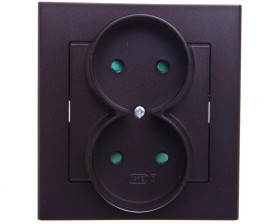 SONATA Gniazdo podwójne b/u z przesłonami czekoladowy metalik GP-2RP/40