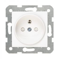 Gniazdo z uziemieniem z przesłonami styków białe Linnera