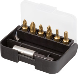 Zestaw końcówek do wkrętaka Phillips, Pozidriv, Star l. elementów: 7 rozmiar: PH2, PZ1, PZ2, T20, T25 Zestaw końcówek