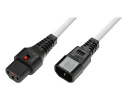 Kabel przedłużający zasilający z blokadą IEC LOCK 3x1mm2 C14/C13 prosty M/Ż 3m biały IEC-PC1076