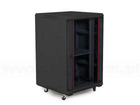 Szafa rack 18U, 19", 600mm gł., drzwi szklane, czarna