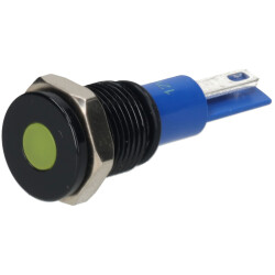 R-TECH 656977 Panel Indicator 10mm Flat 12V Yel Black Plated Brass
