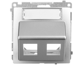Simon Basic Pokrywa gniazd teleinformatycznych na Keystone skośna podwójna srebrny mat BMGKS2P.01/43