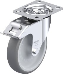 Kółko obrotowe przykręcane, z hamulcem, guma, 125 mm