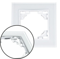 QUADRA Ramka poczwórna szklana biała