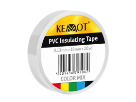 Taśma izolacyjna KEMOT 0,13x19x20Y klejąca biały