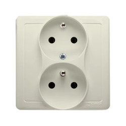 Simon Basic Gniazdo podwójne z/u z funkcją niezmienności faz z przesłonami 16A 250V beż BMGZ2TZ/12