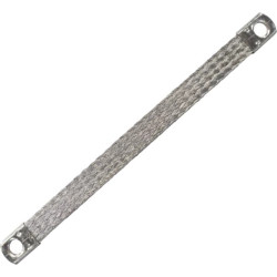 Grounding strap, copper, tin-plated, 10 mm², (L x W) 220 x 15.5 mm, hole Ø M6, 4571126