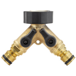 Draper 36228 Brass Double Tap Connector with Flow Control (3/4")