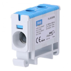 Blok rozdzielczy odgałęźny Al/Cu 2,5-35mm2 (max. 35mm2) na szynę TH35 niebieski FJ-E35/B HEDO