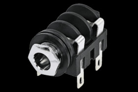 6.35 mm jack panel socket, 2 pole (mono), solder connection, PA, NMJ4HC-S