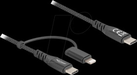 81171 Charging cable, USB-C -&gt; 1x Lightning &amp; USB-C, 2 m