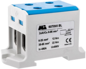 Złączka szynowa 2-torowa 6-95mm2 niebieska EURO multiOTL 95 2xAl/Cu 607095 BL