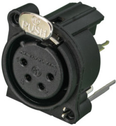XLR panel socket, 4 pole, gold-plated, polyamide, NC4FAV