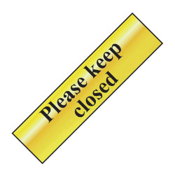 Scan 6019 Please Keep Closed - Polished Brass Effect 200 x 50mm
