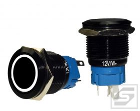 Przycisk LB19BL/W-12V;RING;2A/250V; podświetlenie biały;monostabilny