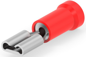 Insulated flat plug sleeve, 4.8 x 0.8 mm, 0.3 to 1.5 mm², AWG 22 to 16, phosphor bronze, tin-plated, red, 9-160483-5