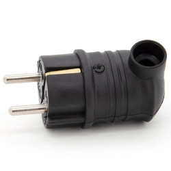 Wtyczka kątowa gumowa hermetyczna 230V IP44 16A schuko, kolor czarny, TWGK-SCH