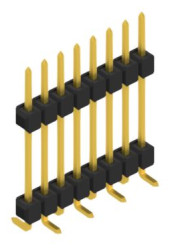 Pin header, 8 pole, pitch 2.54 mm, angled, black, 10051870