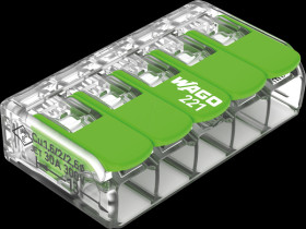 221-625 Connection terminal with levers, max. 6 mm², five conductors