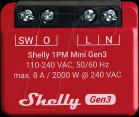 SHELLY_PLUS_1PM_MINI_G3 Shelly Plus 1 PM Mini, 1-channel, WLAN, BT, max. 8 A, measuring