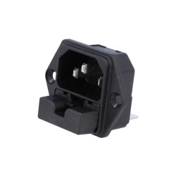 Gniazdo IEC60320 zasil.6220.2300 męskie 10A 250VAC komput. moduł 2 bezp.