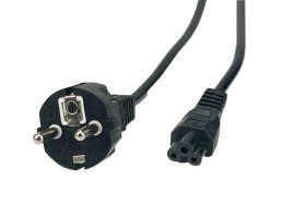 Przewód zasilający CEE7 IEC C5 koniczynka - POSAC-C5EU15 czarny 1,5m