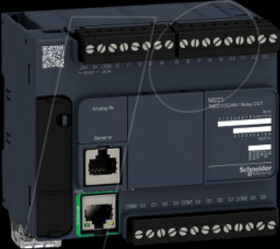 TM221CE24R PLC controller, 14 inputs / 10 outputs, 110 x 90 x 70 mm