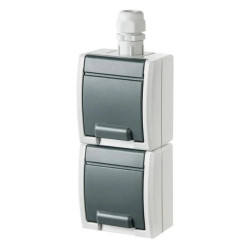AQUANT Gniazdo podwójne z/u 2x2P+Z pionowe z przesłonami styków IP65 1252-65