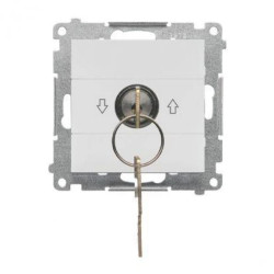 Simon 55 Łącznik na kluczyk roletowy chwilowy przycisk (moduł) 3 pozycyjny I-0-II” 2 styki N/O, 5 A Jasnoszary mat TPZK.01/114