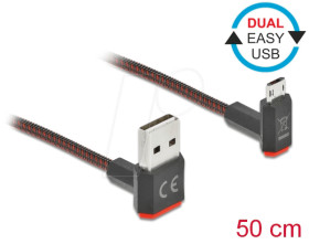 85265 Dual EASY-USB 2.0 cable, A connector to micro-B connector, angle