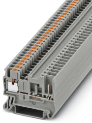 Through terminal block, push-in connection, 0.14-4.0 mm², 2 pole, 24 A, 6 kV, gray, 3210033
