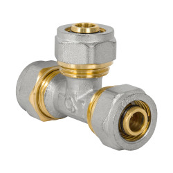 Łącznik instalacyjny do rur wielowarstwowych 16x16x16 potrójny zaciskowy FTN-009.16X16X16.T-3