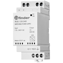 Finder 78.25.1.230.2400 Rail PSU 24 V 1 A 25 W 35 mm thermal protection