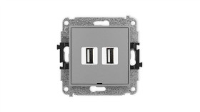 Icon Mechanizm Gniazda Podwójnego 2Xusb A-A 2.0, Bez Pola Opisowego Szary Mat...