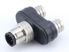 Złącze okrągłe, Złącze 4-stykowe M8 x2 żeńskie, 60 V AC, 75 V DC, 3A