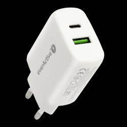 Ładowarka USB, ładowarka sieciowa, szybkie ładowanie QC3.0 + USB-C PD PPS 25W, everActive SC-370Q