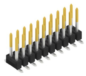 Pin header, 20 pole, pitch 2.54 mm, angled, black, 10049692