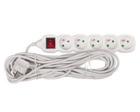 Przedłużacz z wyłącznikiem 5-gniazd z/u 10m /H05VV-F 3G1/ biały P1510