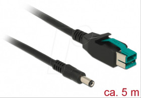 85501 PoweredUSB cable male 12V &gt; DC 5,5 x 2,1 mm, 5 m