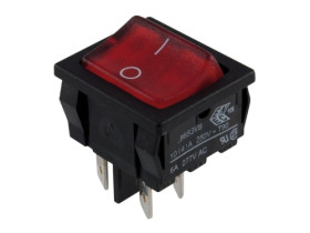 H8653VBBG3 przełącznik kołyskowy stabilny podświetlany 230V, czerwony ON-OFF