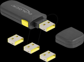 22031 USB-A port lock (1x key, 4x locks), yellow