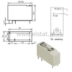 Przekaźnik 1 x styk zwierny 12V 8A RM96Z
