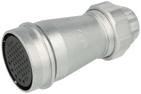 Gniazdo; przemysłowe okrągłe; WF55K53ZE1; 53 tory; proste; lutowany; 2,0;2,5mm2; WF55; na przewód; skręcane; stop cynku chromowa