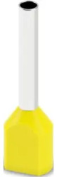 Insulated twin wire end ferrule, 1.0 mm², 12 mm long, UL 486F, yellow, 2100007