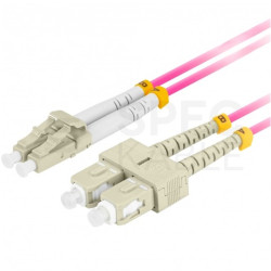 Patchcord światłowodowy MM LC/UPC-SC/UPC duplex 3mm OM4 magenta 0,5m LANBERG