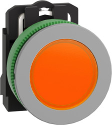 Signal light, 230 VAC, illuminable, waistband round, orange, front ring light gray, mounting Ø 30.5 mm, XB5FVM5C0