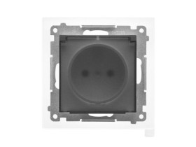 SIMON 55 Gniazdo pojedyncze z uziemieniem szybkozłącza IP44 z uszczelką klapka transparentna grafitowy mat TGZ1BCZ.01/116A KONTA